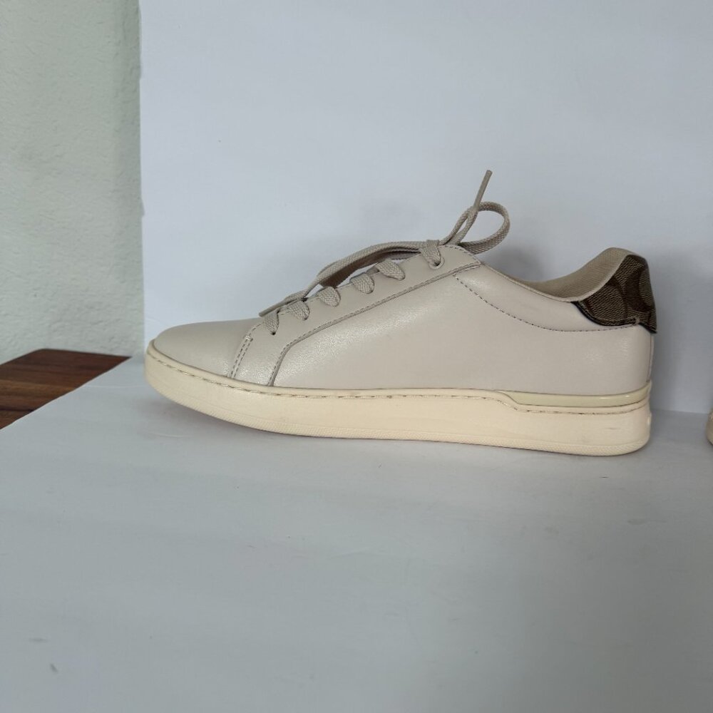 Coach Women's Clip Leather Low Top Sneaker Size 11B NEW Cream/Brown Monogram - Picture 9 of 11